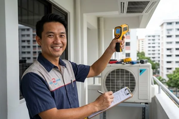Measuring aircon outlet temperature to diagnose cooling problem