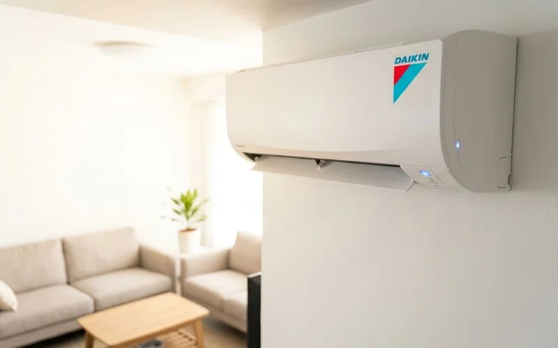 Modern Daikin iSmile series aircon indoor unit showing sleek design and compact profile
